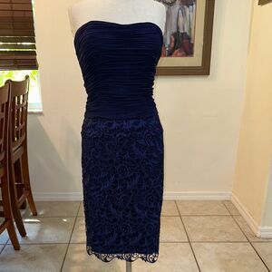 NWT Social Occasions Navy Strapless(Attachable Straps) Lace Dress Size 12